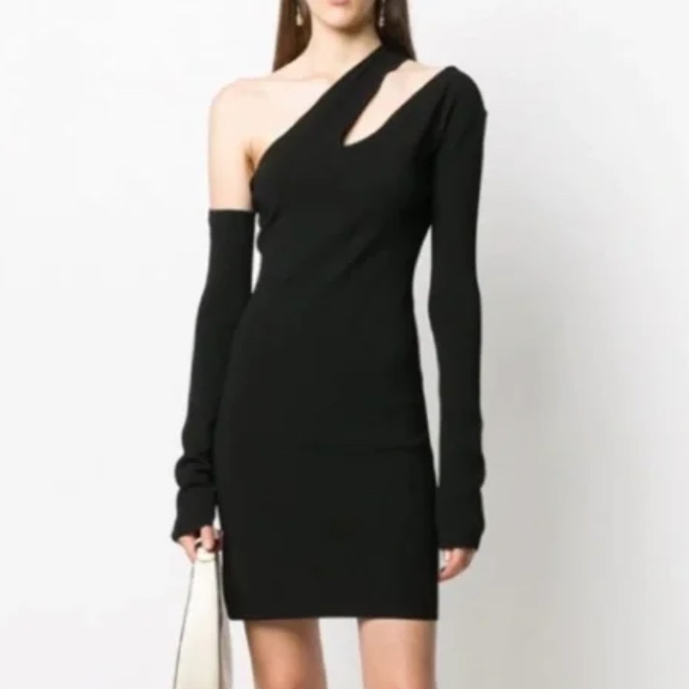 nanushka shani knit ribbed black dress